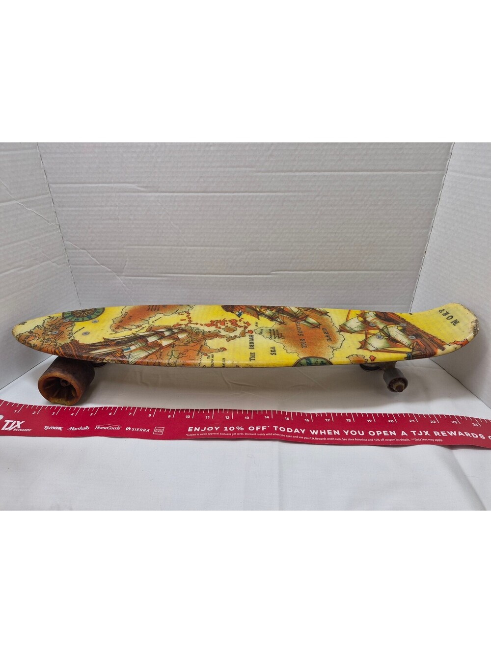 Vintage D&L Trickray Moto Board Skateboard w Nautical Map Design J118